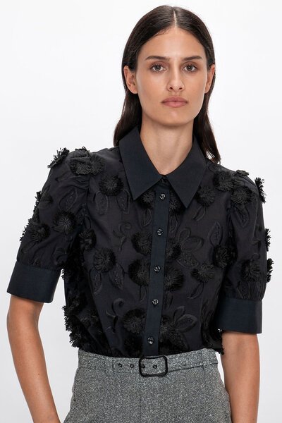 Veronika Maine 3D Floral Cotton Shirt-new-Preen