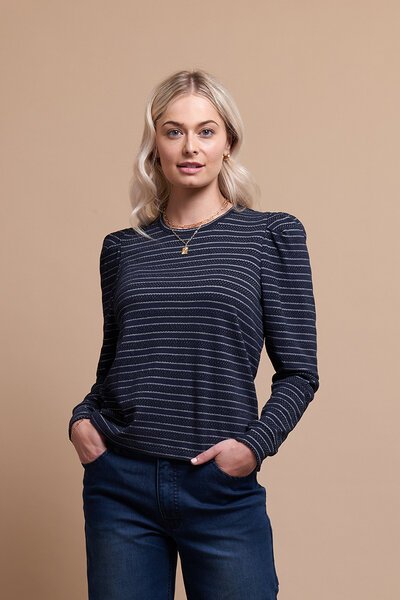 Oh Three Shoulder Detail Stripe Top-new-Preen