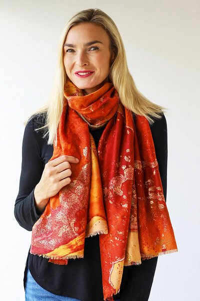 Archer House Gold Foil Marble Scarf-shop-by-label-Preen