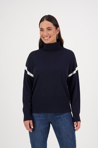 Vassalli High Neck Contrast Trim Sweater-new-Preen