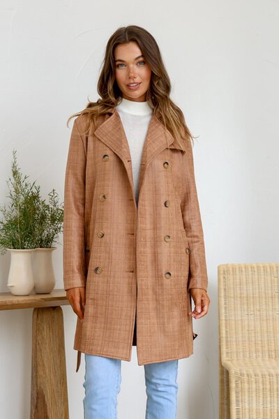 Miracle Check Suede Trench Coat - Pre Order-new-Preen