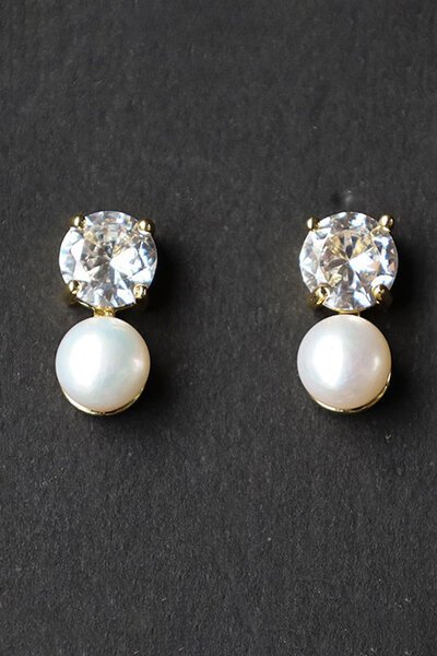 Archer House Diamante & Genuine Pearl Stud Earrings-best-sellers-Preen