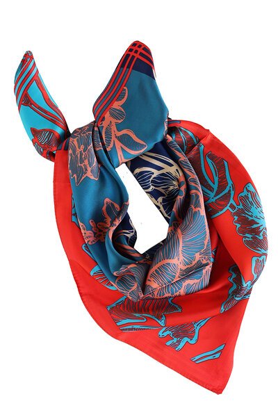Archer House Flower Print Silky Square Scarf-best-sellers-Preen