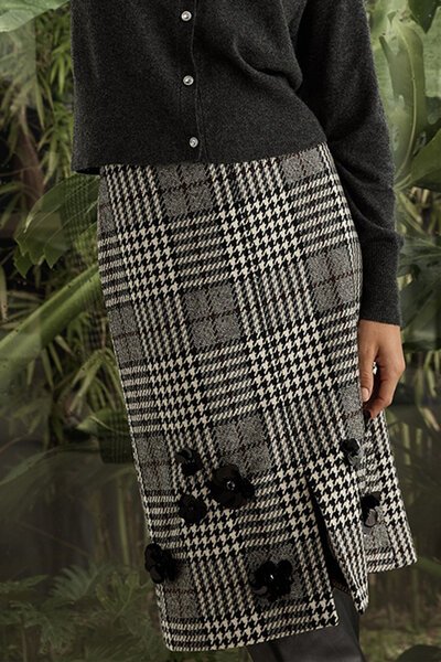 Veronika Maine Glen Plaid & Sequin Skirt-new-Preen