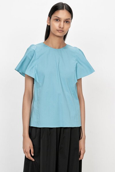 Veronika Maine Crisp Fluted Sleeve Top-sale-Preen