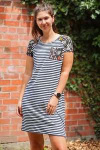 Memo Woven Sleeve & Pocket Stripe Dress