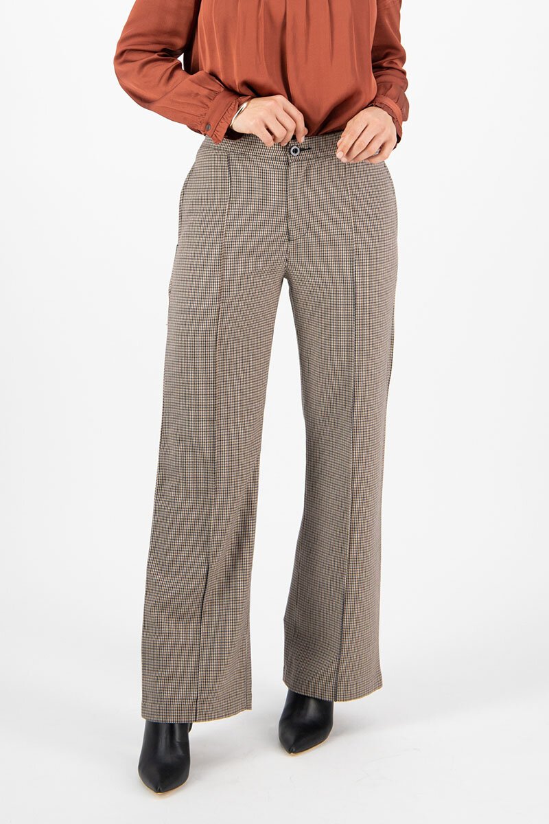 Tall Brown Checked Wide Leg Trouser  Checked trousers outfit, Slacks for  women, Wide leg pants