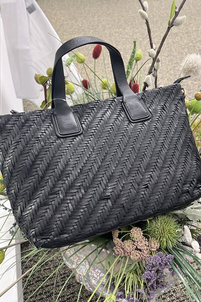 Pierre Cardin Leather Woven Embossed Tote Bag-accessories-Preen