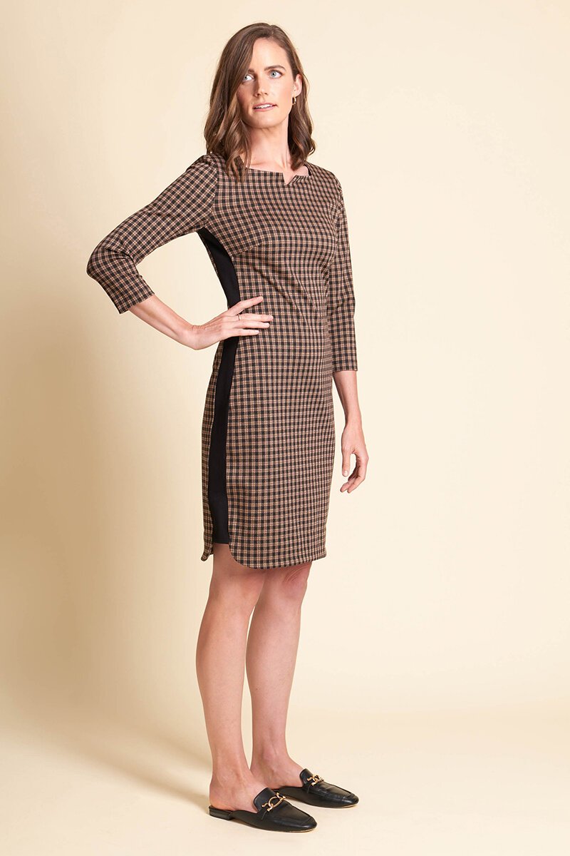Foil Notch Neck Shift Dress Preen Clothing
