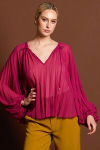 Fate + Becker Jolene Pleated Boho Sleeve Top