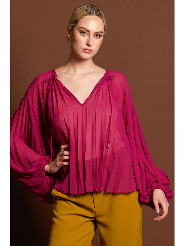 Fate + Becker Jolene Pleated Boho Sleeve Top