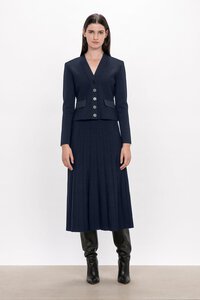 Veronika Maine Pleated Knit Midi Skirt
