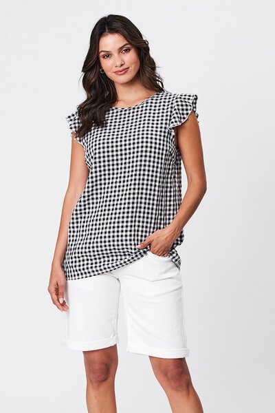 Classified Amalfi Check Frill Singlet-sale-Preen