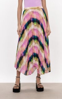 Veronika Maine Murano Check Chiffon Pleat Skirt