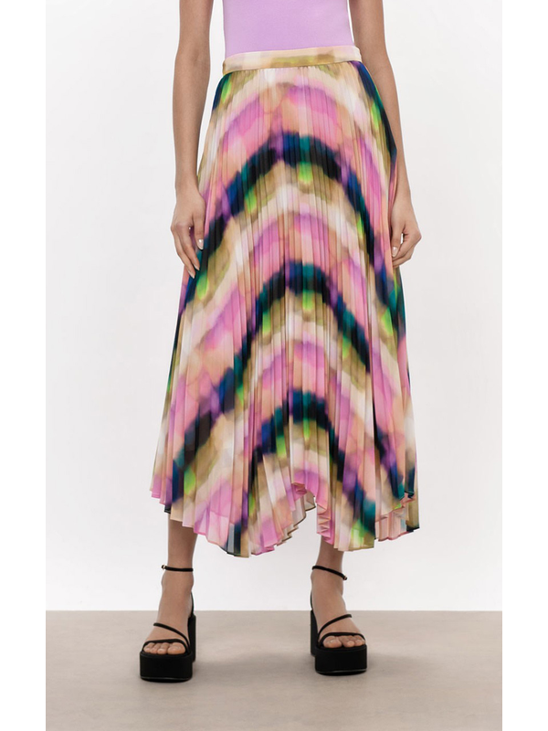 Veronika Maine Murano Check Chiffon Pleat Skirt