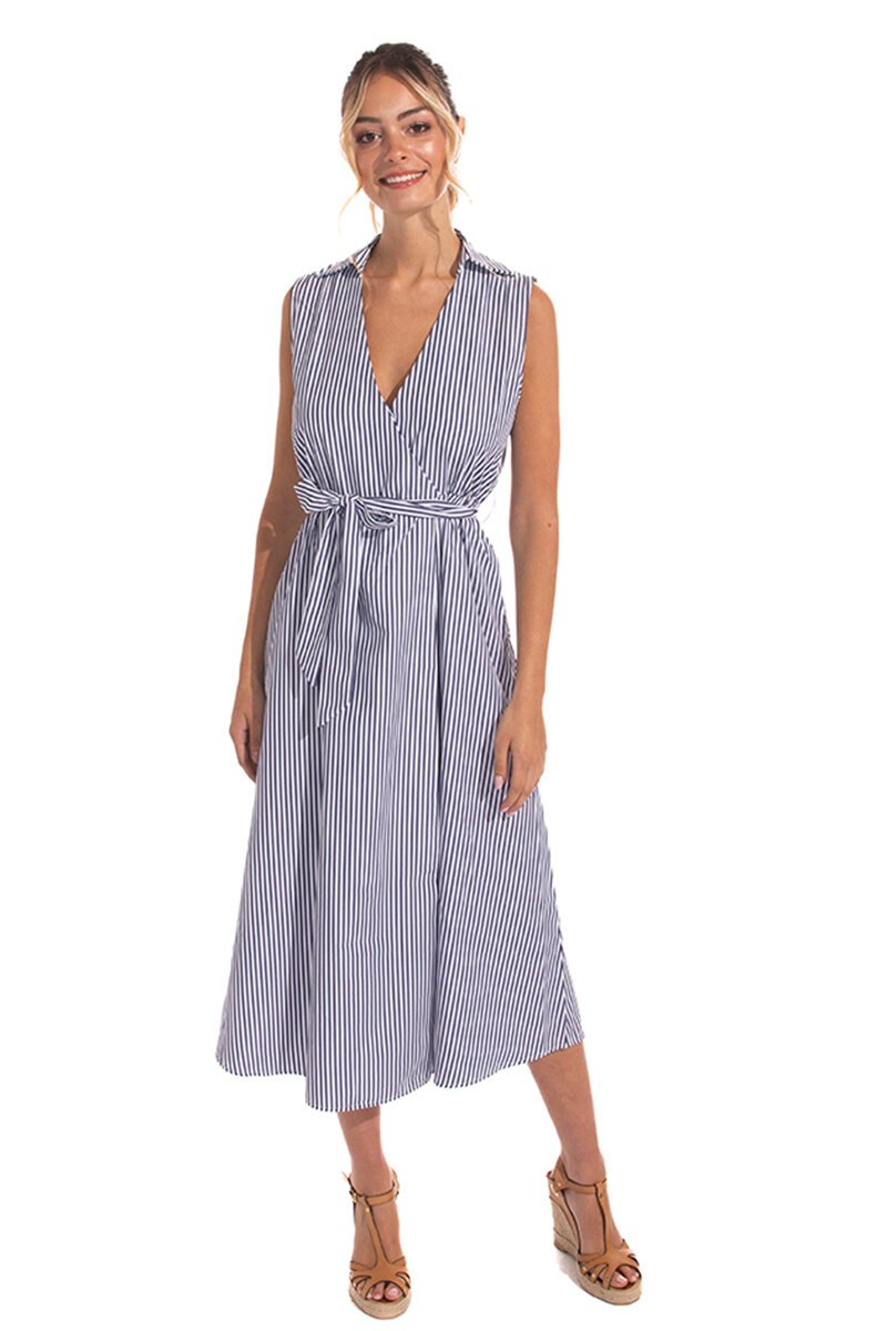 Fujinella Everyday Stripe Wrap Dress - Preen Clothing