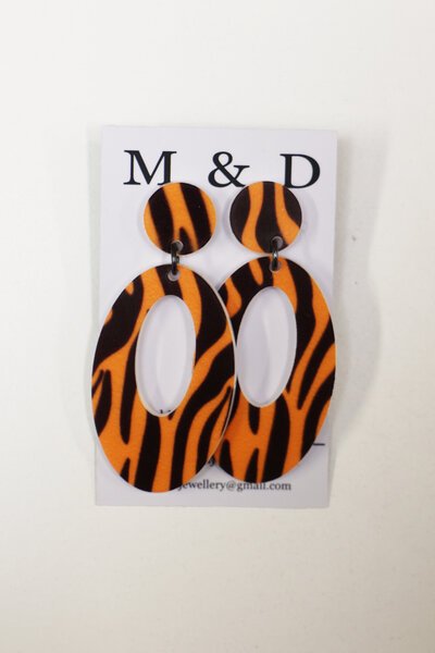 M & D Patterned Oval Earring-accessories-Preen