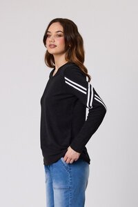 Classified Isabella Stripe Trim On Sleeve Top