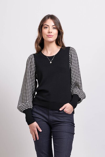 Memo Contrast Sleeve Sweater-new-Preen