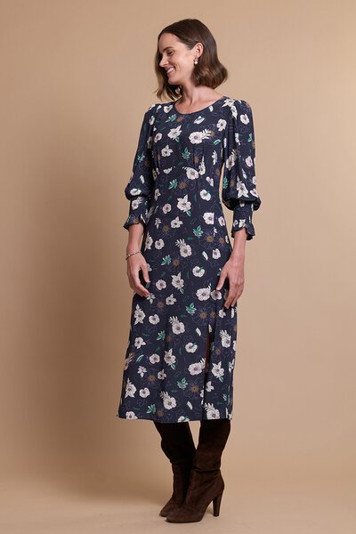 Foil Curved Waist & Split Dress-new-Preen
