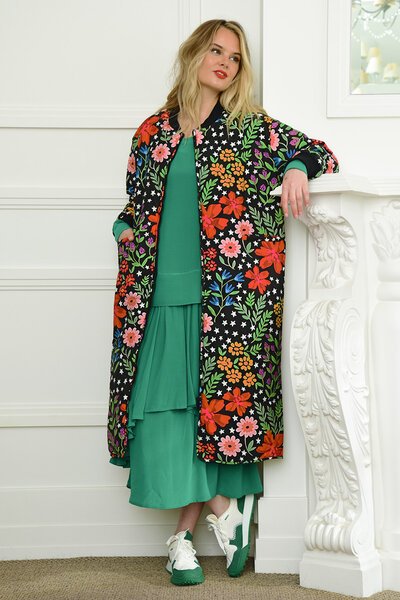 Curate Puff Piece Flowers Coat-new-Preen