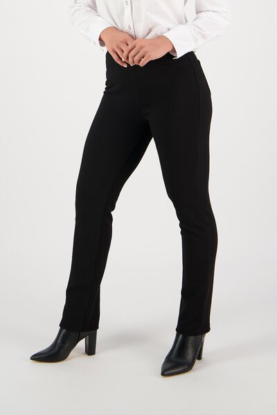 Vassalli Slim Full Length Wool Pull On Pant- Black-new-Preen