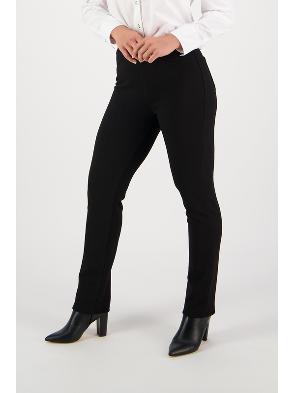 Vassalli Slim Full Length Wool Pull On Pant- Black