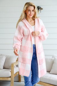 Miss Manlow Hooded Checkerboard Cardi