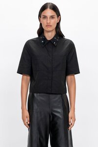 Veronika Maine Twill Tafetta Crop Shirt