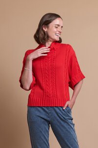 Memo Cowl Neck Cable Knit Jumper