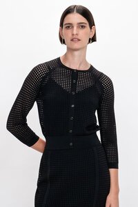 Veronika Maine Perforated Knit Cardigan 