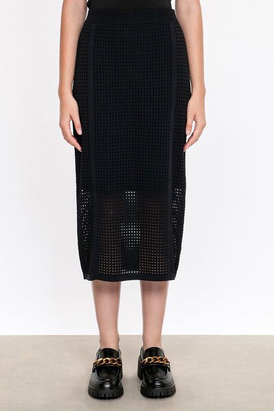 Veronika Maine Perforated Knit Midi Skirt-new-Preen