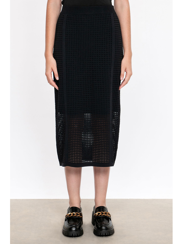 Veronika Maine Perforated Knit Midi Skirt