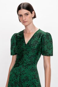 Veronika Maine Animal Crinkle V Neck Midi Dress
