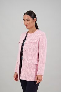 Vassalli Collarless Mid Length Wool Coat