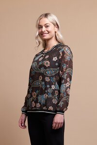 Oh Three Sheer Sleeve Rib Detail Top