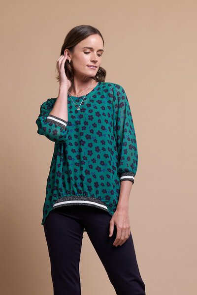 Memo Contrast Rib Trim Top-sale-Preen