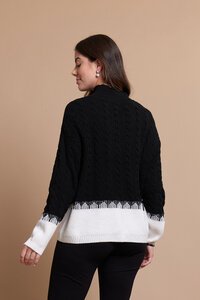 Oh Three Cable Knit Contrast Hem Jumper