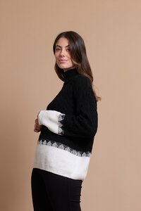 Oh Three Cable Knit Contrast Hem Jumper