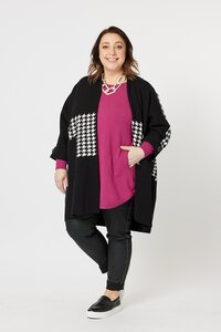 Clarity Houndstooth Trim Knit