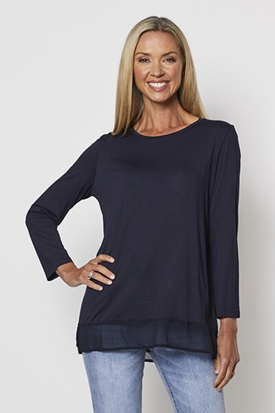 Threadz Georgette Layer Hem Top-sale-Preen