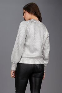 Storm Silver Metaillic Rib Sweater