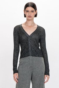 Veronika Maine Lurex Pointelle Cardigan