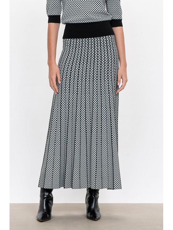 Veronika Maine Mini Houndstooth Pleated Skirt