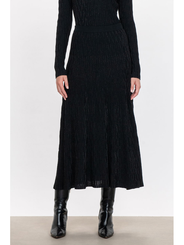 Veronika Maine Wavy Stripe Knit Midi Skirt
