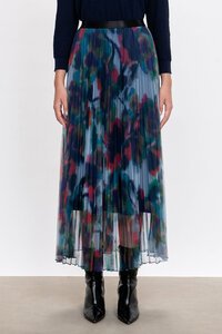 Veronika Maine Mirage Bloom Mesh Sunray Pleat Skirt