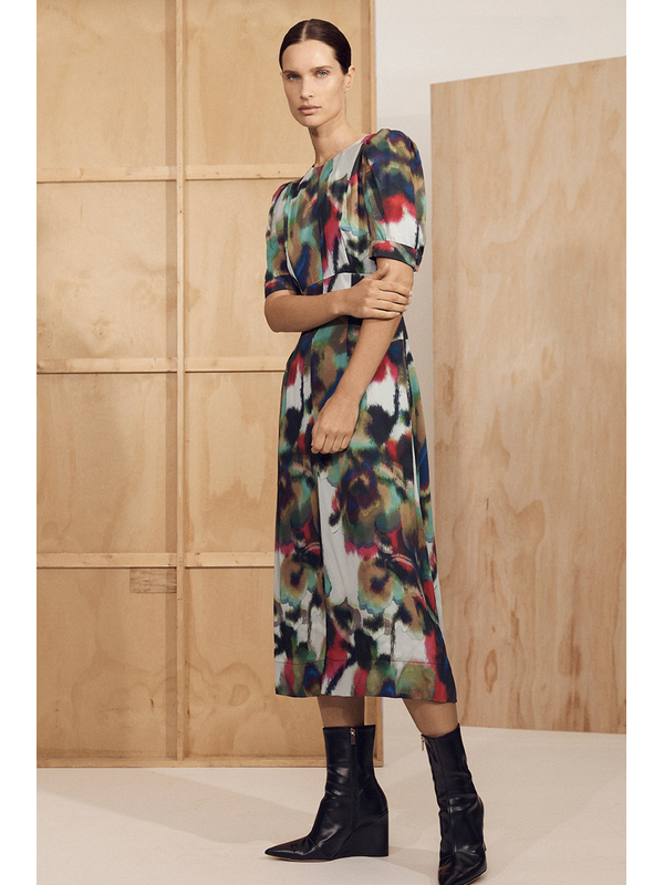 Veronika Maine Mirage Bloom Panelled Midi Dress