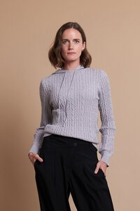 Memo Cable Knit Hooded Jumper