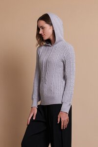 Memo Cable Knit Hooded Jumper