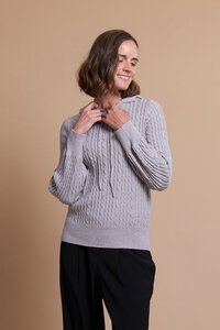 Memo Cable Knit Hooded Jumper